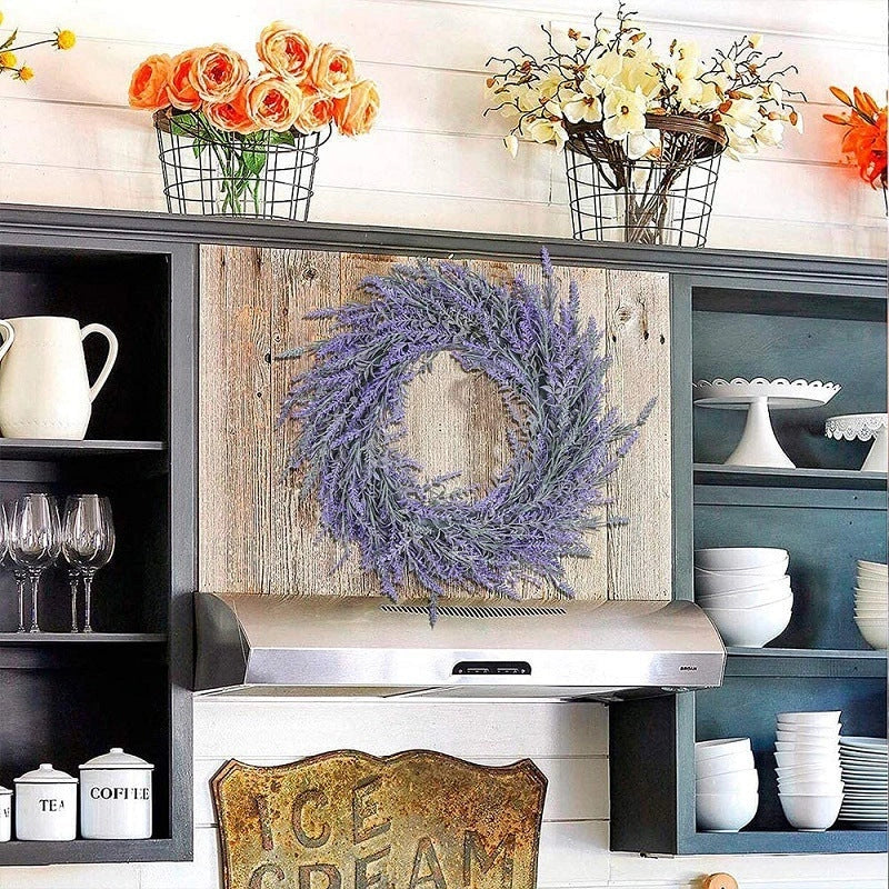 Large lavender flocked artificial wreath for door decoration