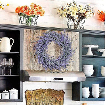 Large lavender flocked artificial wreath for door decoration