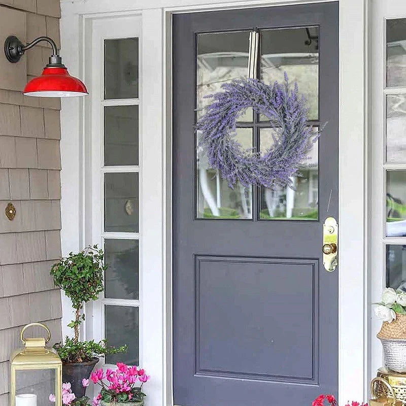 Large lavender flocked artificial wreath for door decoration