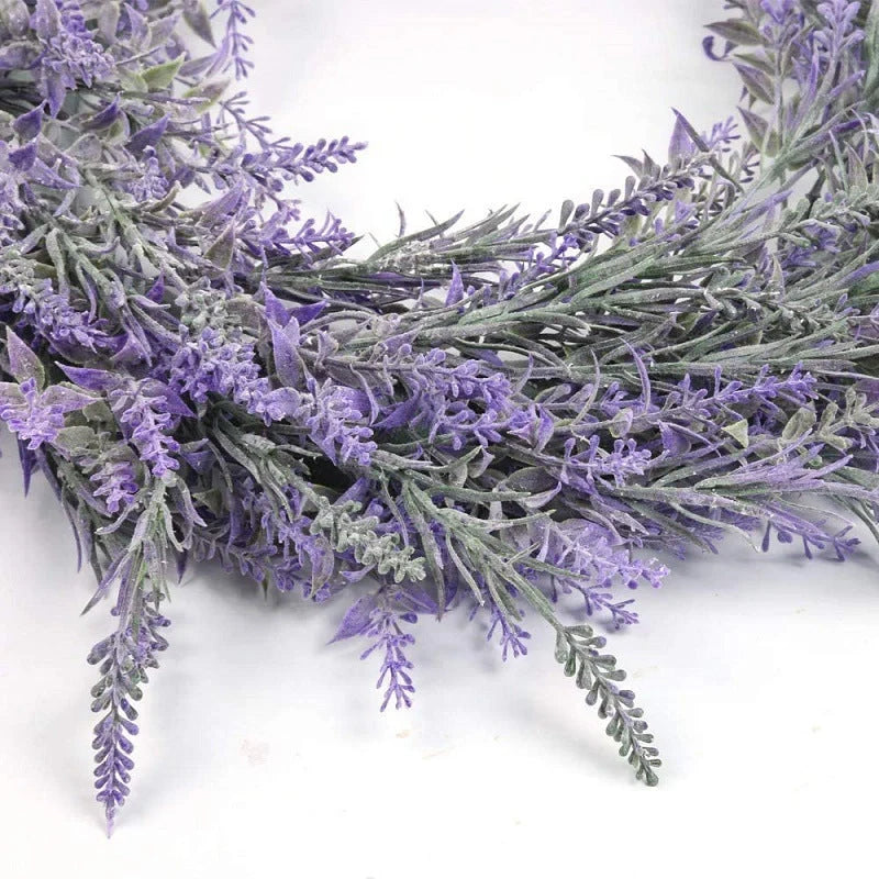 Large lavender flocked artificial wreath for door decoration