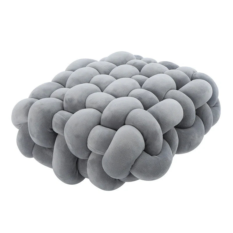 Creative Home Woven Square Plush Cushion in various colours, showcasing novel weaving design