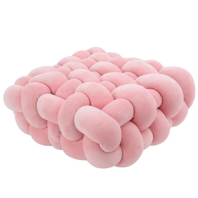 Creative Home Woven Square Plush Cushion in various colours, showcasing novel weaving design