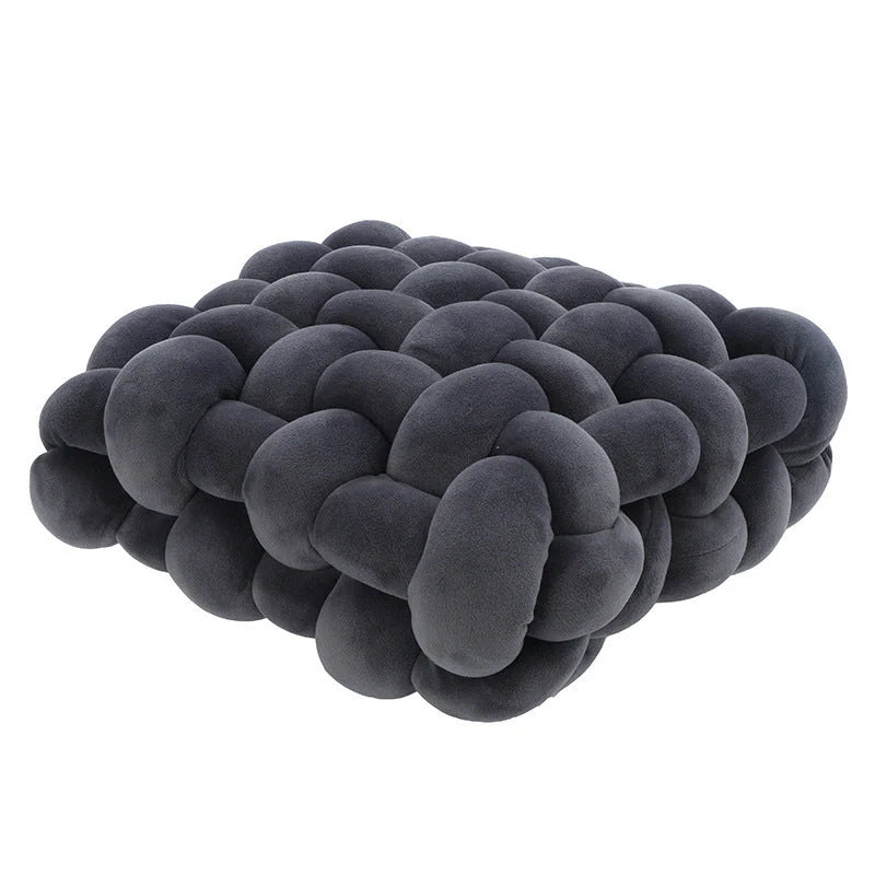 Creative Home Woven Square Plush Cushion in various colours, showcasing novel weaving design
