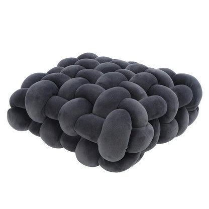 Creative Home Woven Square Plush Cushion in various colours, showcasing novel weaving design
