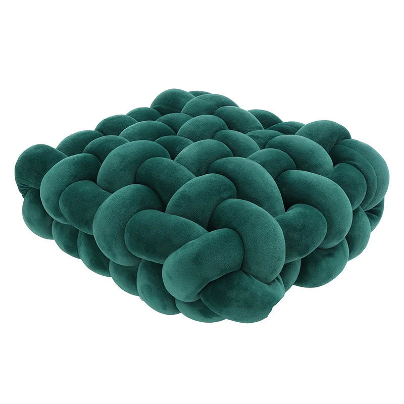 Creative Home Woven Square Plush Cushion in various colours, showcasing novel weaving design