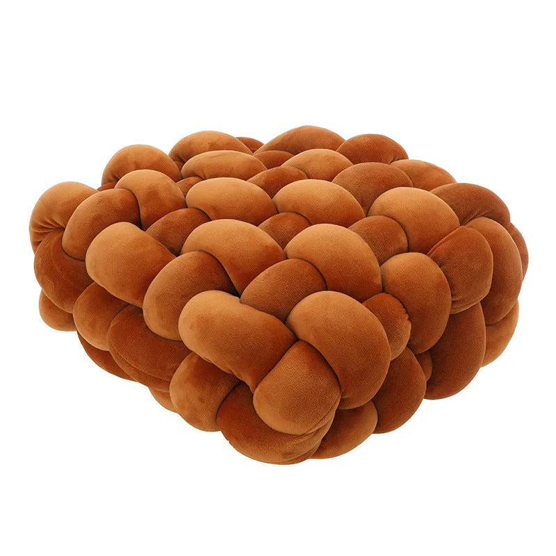Creative Home Woven Square Plush Cushion in various colours, showcasing novel weaving design