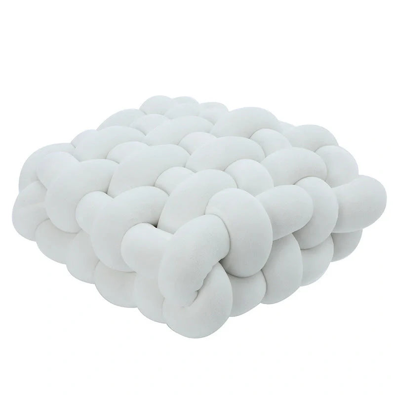 Creative Home Woven Square Plush Cushion in various colours, showcasing novel weaving design