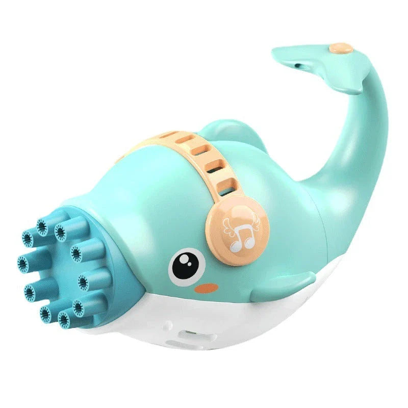 Dolphin-themed bubble blower machine with 10 bubble-blowing nozzles, creating a mesmerizing display of colourful bubbles