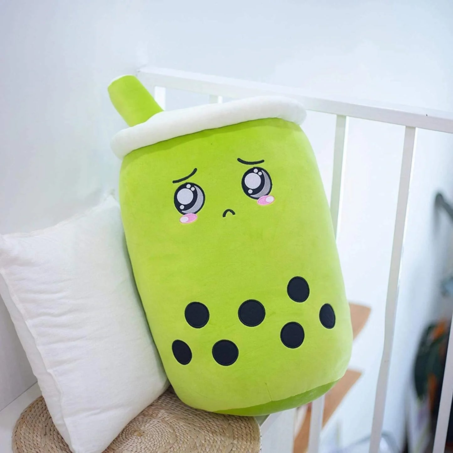 Strawberry Milk Tea Plush Boba Toy Pillow in various colours and sizes