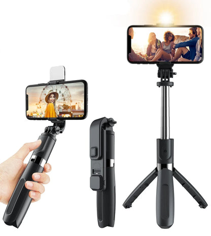 Premium 3-in-1 Bluetooth Selfie Stick and Tripod with Foldable Design and Universal Compatibility for UK Customers