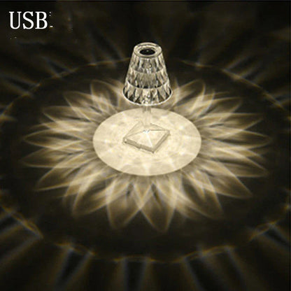 Elegant acrylic desk lamp with mesmerising prismatic lighting effects, perfect for enhancing the ambiance in any room.
