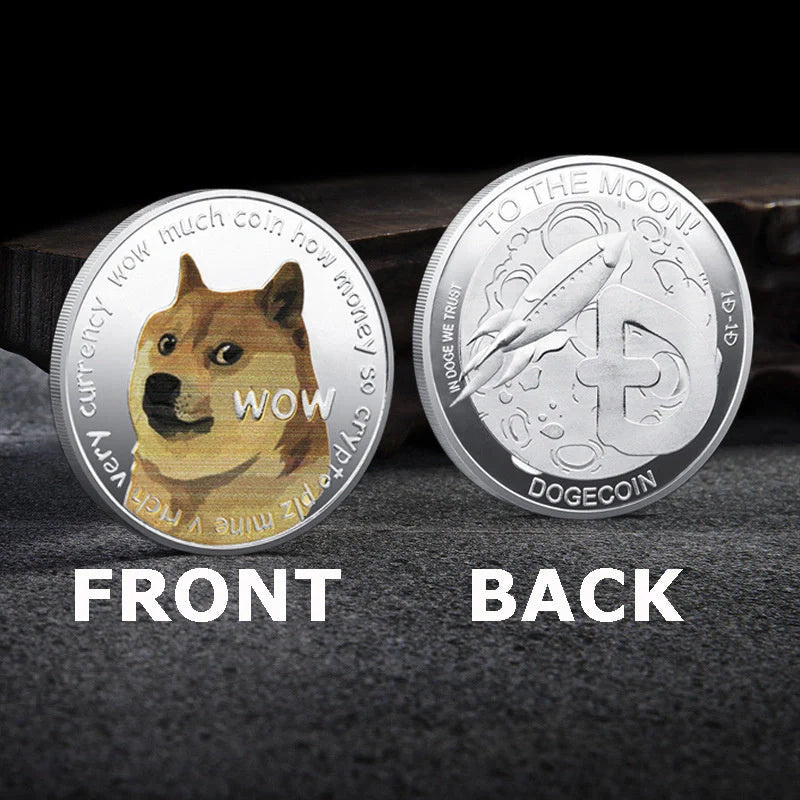 Dogecoin Commemorative Coin with cute dog pattern in gold or silver plating