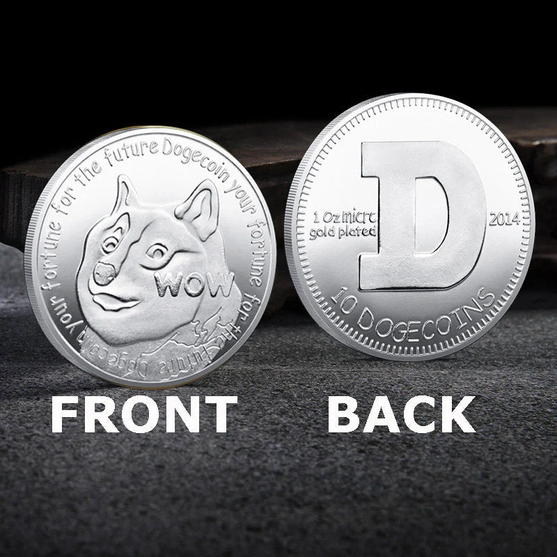 Dogecoin Commemorative Coin with cute dog pattern in gold or silver plating