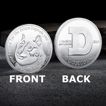 Dogecoin Commemorative Coin with cute dog pattern in gold or silver plating