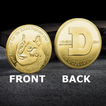 Dogecoin Commemorative Coin with cute dog pattern in gold or silver plating
