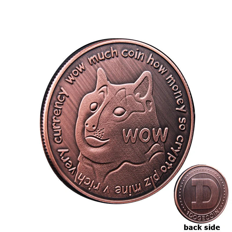 Dogecoin Commemorative Coin with cute dog pattern in gold or silver plating