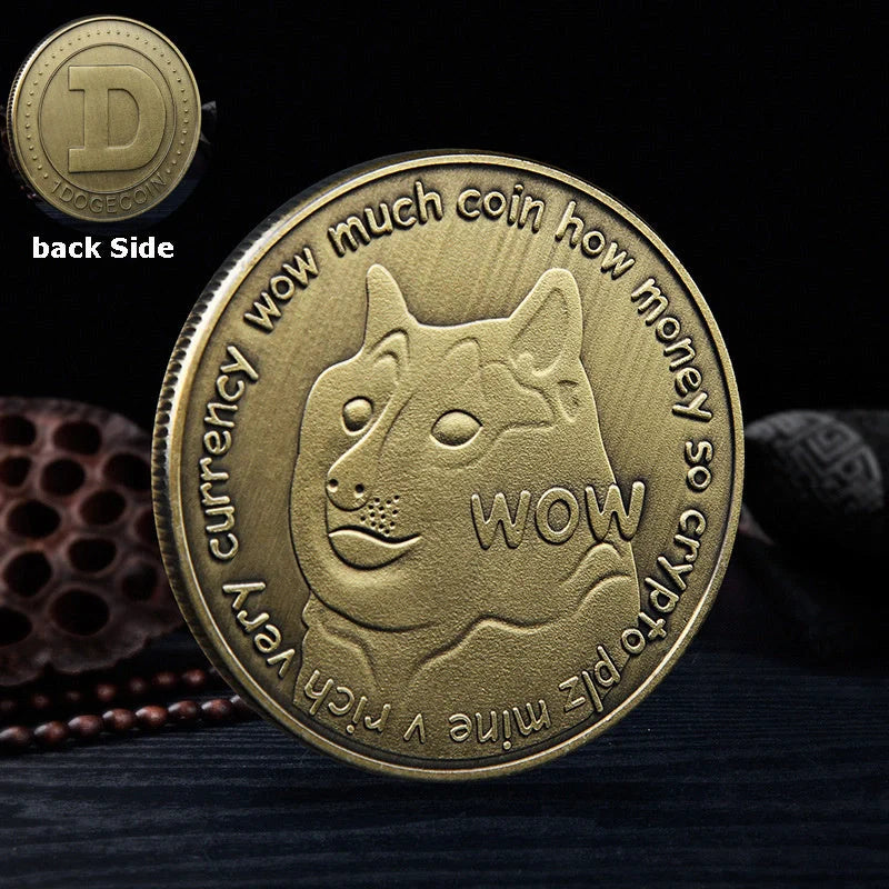 Dogecoin Commemorative Coin with cute dog pattern in gold or silver plating