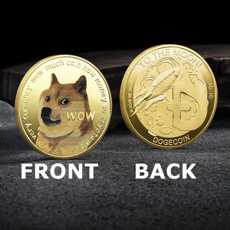 Dogecoin Commemorative Coin with cute dog pattern in gold or silver plating