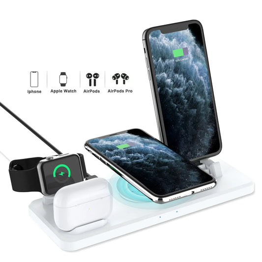 Multifunctional Six-In-One Wireless Charger in hollow black and hollow white