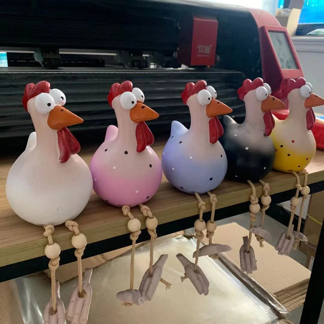 Charming resin chicken ornaments in various colours and set sizes, perfect for adding whimsical British-inspired decor to gardens and outdoor spaces.
