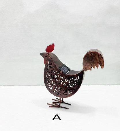 Iron rooster design solar garden lamp for outdoor decoration
