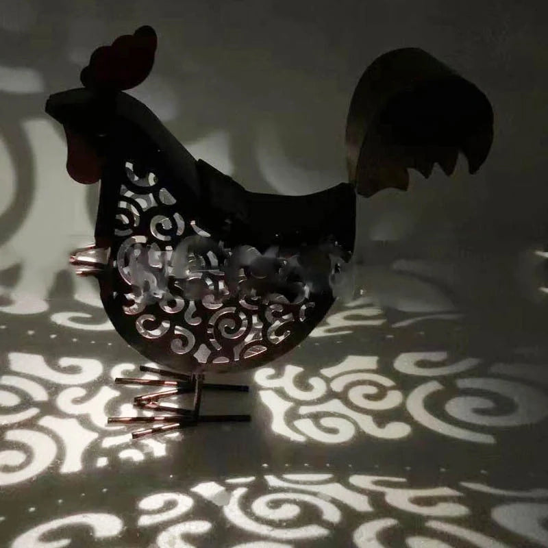 Iron rooster design solar garden lamp for outdoor decoration