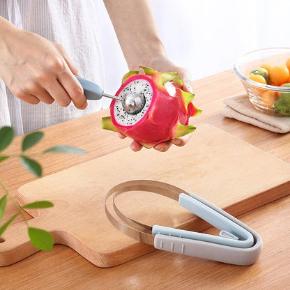 Premium 3-in-1 Fruit Carving Tool Set with Corrugated Knife and Spherical Scooper for Effortless Fruit Sculpting and Presentation
