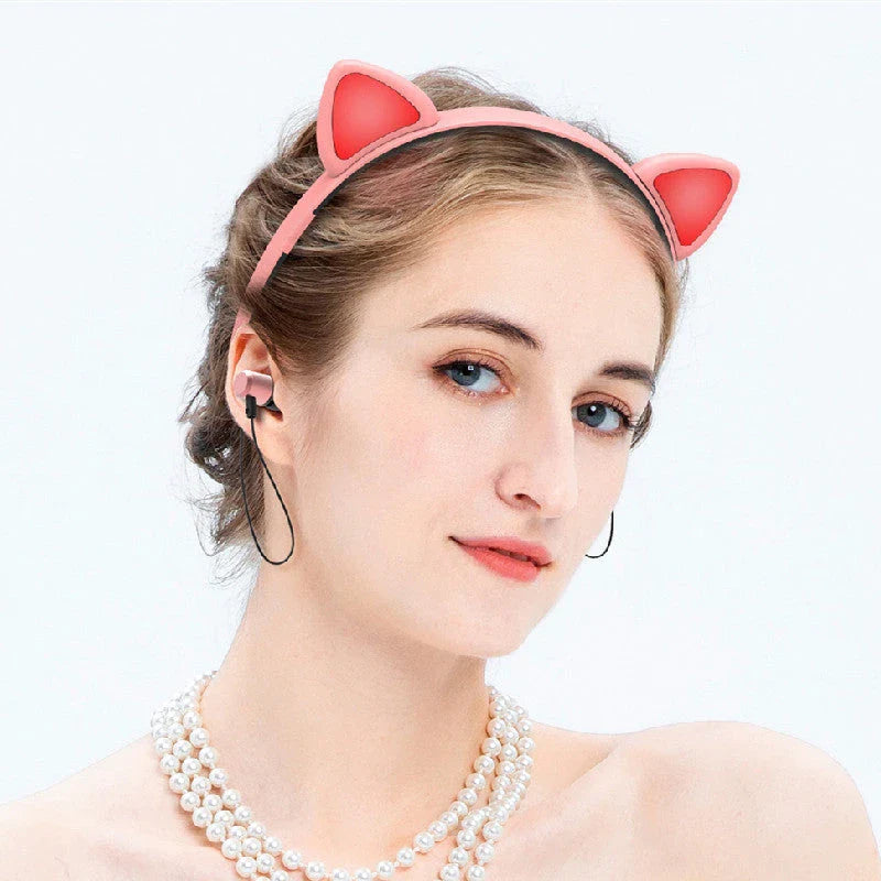 Trendy wireless Bluetooth headphones with a stylish cat ear design, available in multiple vibrant colors for a personalized audio experience.
