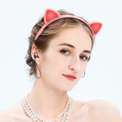 Trendy wireless Bluetooth headphones with a stylish cat ear design, available in multiple vibrant colors for a personalized audio experience.