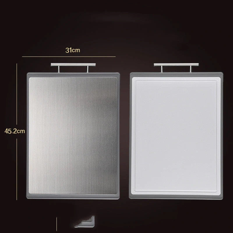 Stainless steel chopping board with antibacterial properties for kitchen use