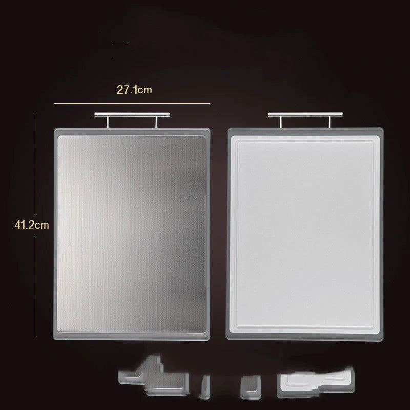 Stainless steel chopping board with antibacterial properties for kitchen use