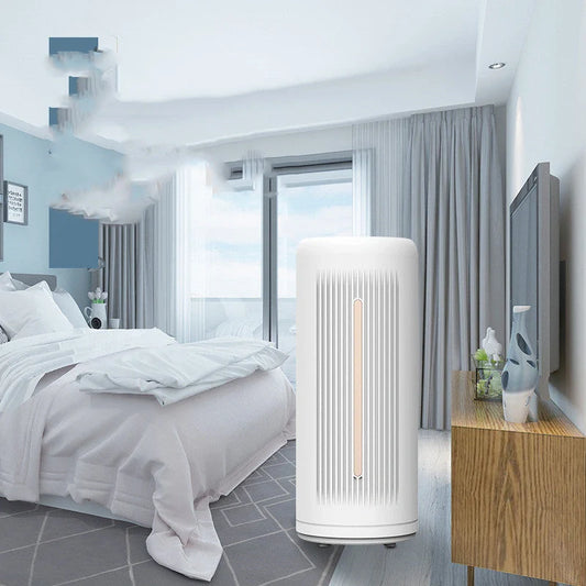 Smart Air Purifier in silver white for indoor smoke and dust removal