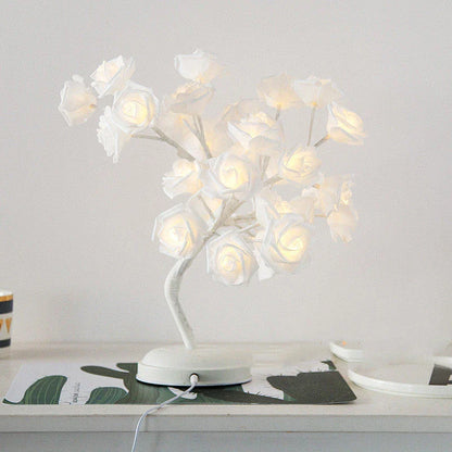Enchanting LED cotton ball tree table lamp with adjustable branches and warm, glowing cotton ball lights