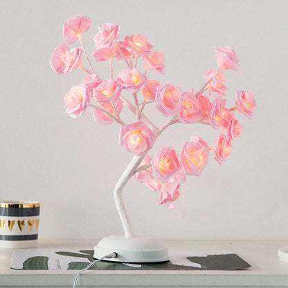 Enchanting LED cotton ball tree table lamp with adjustable branches and warm, glowing cotton ball lights
