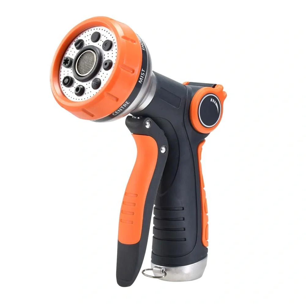 Upgraded garden hose nozzle with 8 adjustable spray modes for versatile outdoor use