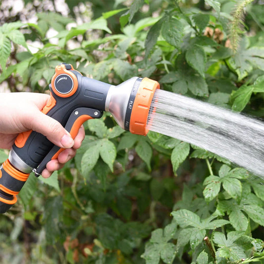 Upgraded garden hose nozzle with 8 adjustable spray modes for versatile outdoor use