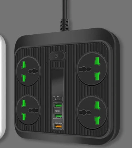 Smart Socket with TypeC PD 40W QC3.0 Fast Charging and 4 Power Sockets