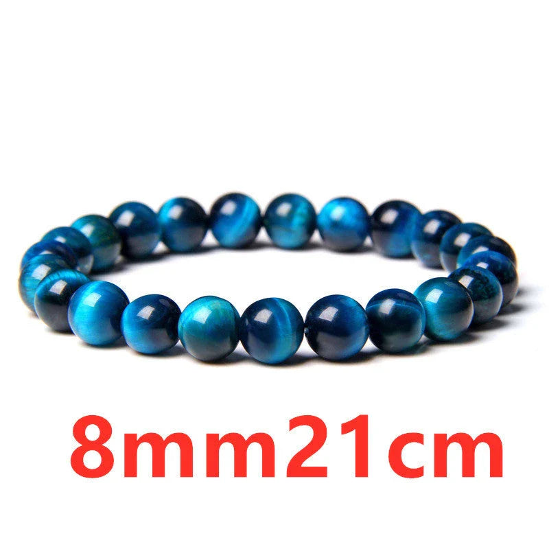 Elegant Royal Blue Beaded Bracelet with Tiger's Eye and Lapis Lazuli Stones