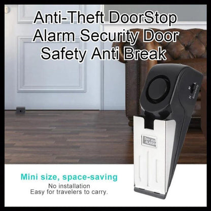 Wedge-shaped home security alarm with ABS construction and loud siren to deter intruders
