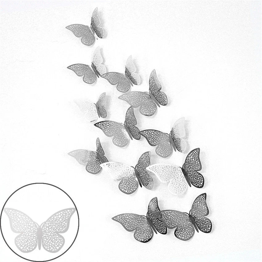 3D hollow butterflies mirror wall stickers in gold and rose gold, perfect for kids rooms and home decor