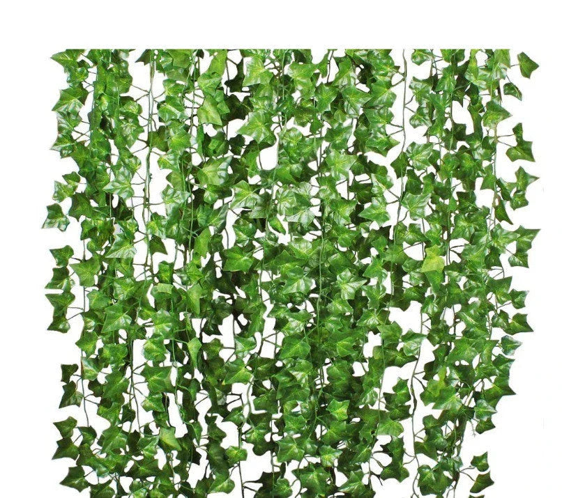 Elegant silk hanging foliage garland with lifelike green leaves for home, wedding, and garden decor