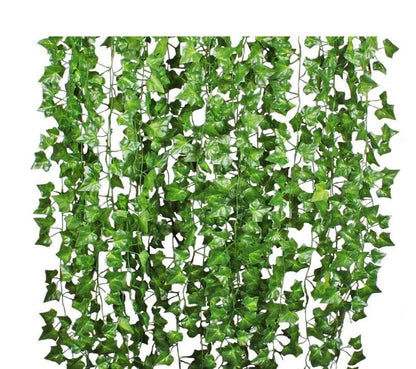 Elegant silk hanging foliage garland with lifelike green leaves for home, wedding, and garden decor