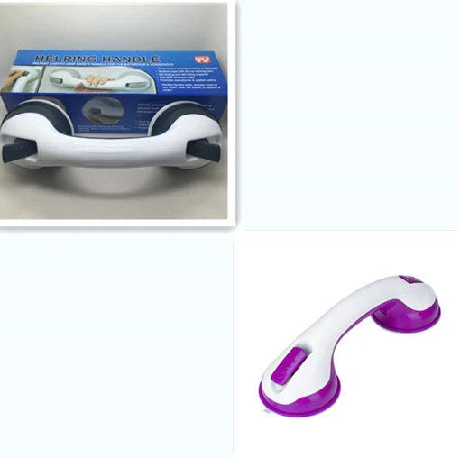 Durable ABS plastic bathroom handrail with suction cups for anti-skid safety support