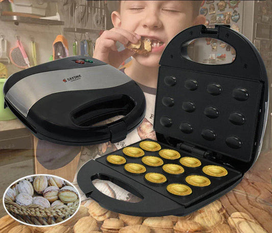 Compact and efficient mini nut sandwich maker with double-sided heating tray, Teflon nonstick coating, and advanced temperature control for hassle-free baking