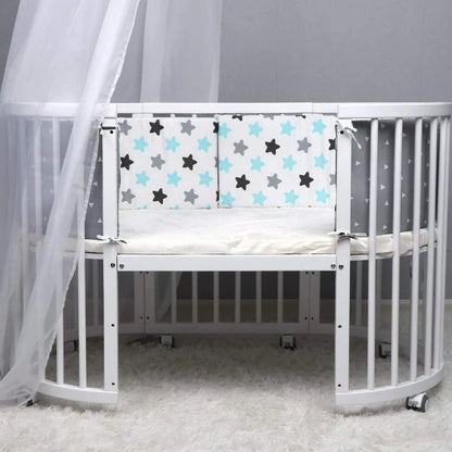Premium cotton muslin crib bumper with four-piece design for comprehensive baby protection