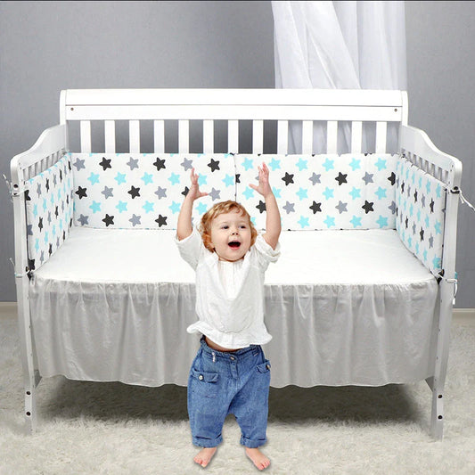 Premium cotton muslin crib bumper with four-piece design for comprehensive baby protection