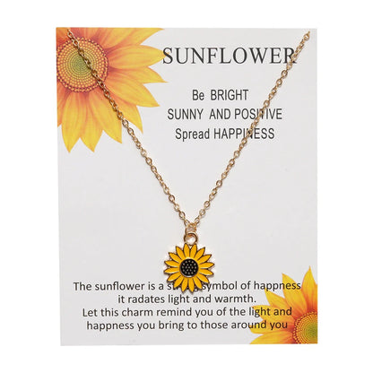 Elegant alloy sunflower pendant necklace with adjustable chain for versatile styling