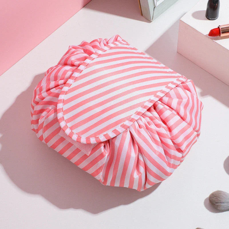 Stylish and practical cosmetic bag with multiple color and pattern options, featuring a drawstring closure and roomy interior for easy organization during travel.