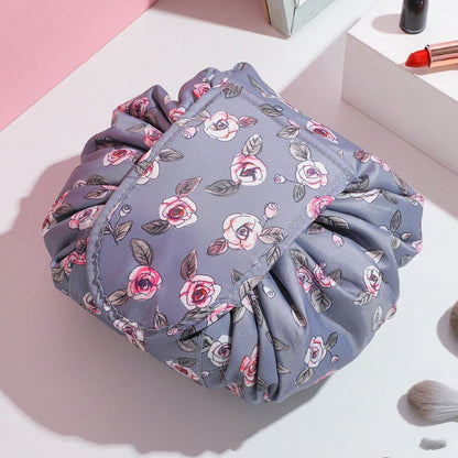 Stylish and practical cosmetic bag with multiple color and pattern options, featuring a drawstring closure and roomy interior for easy organization during travel.