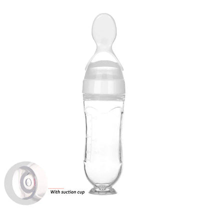Premium silicone baby feeding set with spoon and bottle in various vibrant colours